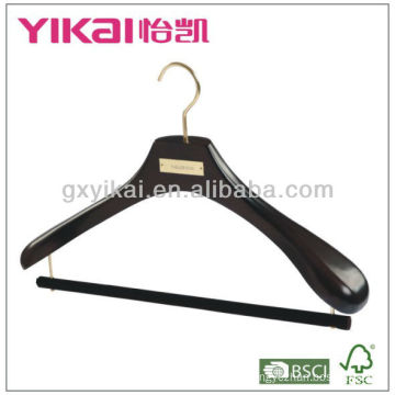 Black wooden hanger for brand garment